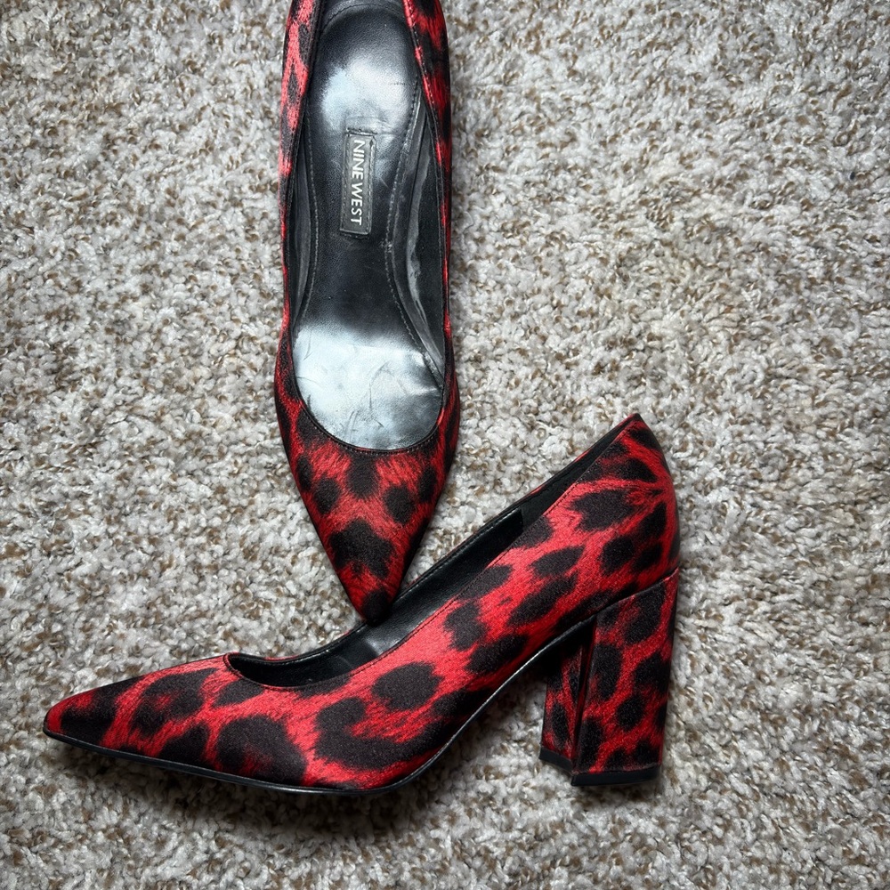 Red leopard heels